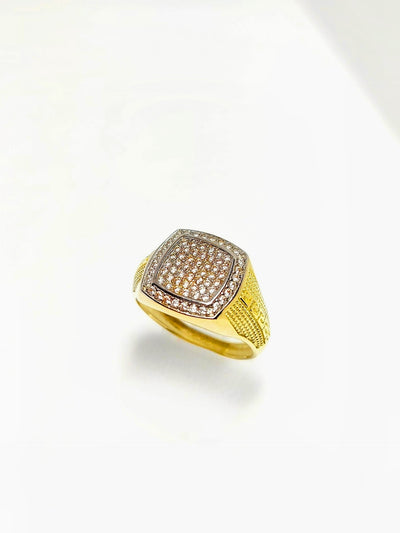 10k Gold Ring with Meander design and CZ