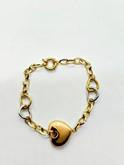 10k Gold 3 tone Bracelet with heart