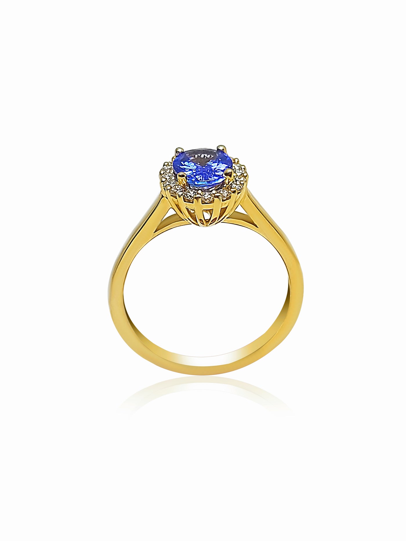 Halo Engagement Ring with Tanzanite stone