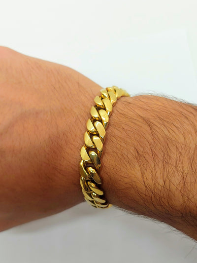 Men's monster gold Cuban link 55$/gram bracelet with box lock