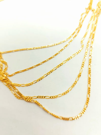 Figaro Chains Necklaces 10k Solid Gold Italian made Real Gold