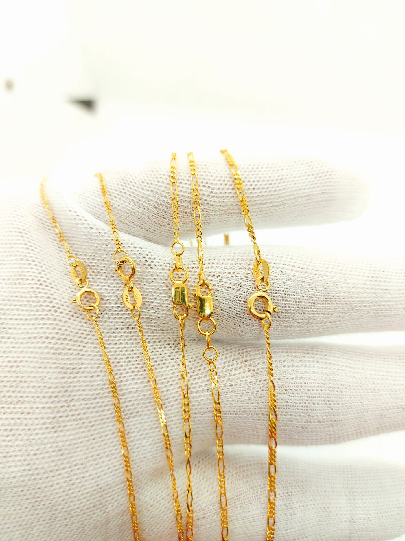 Figaro Chains Necklaces 10k Solid Gold Italian made Real Gold