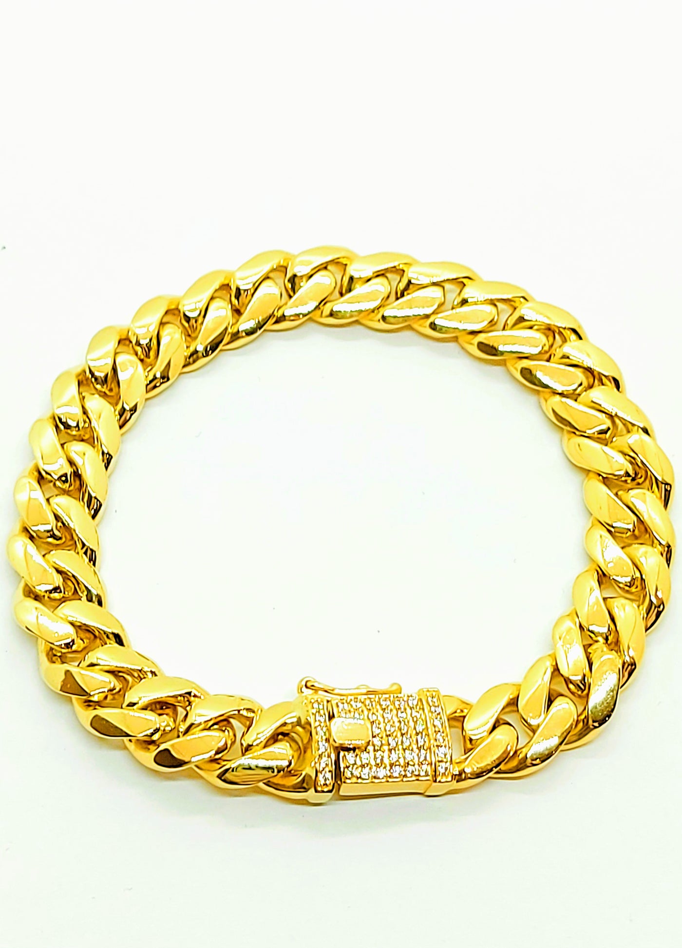 Men's monster gold Cuban link 55$/gram bracelet with box lock