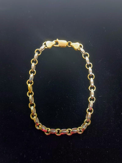 Gold two tone Rolo link and Oval link bracelet