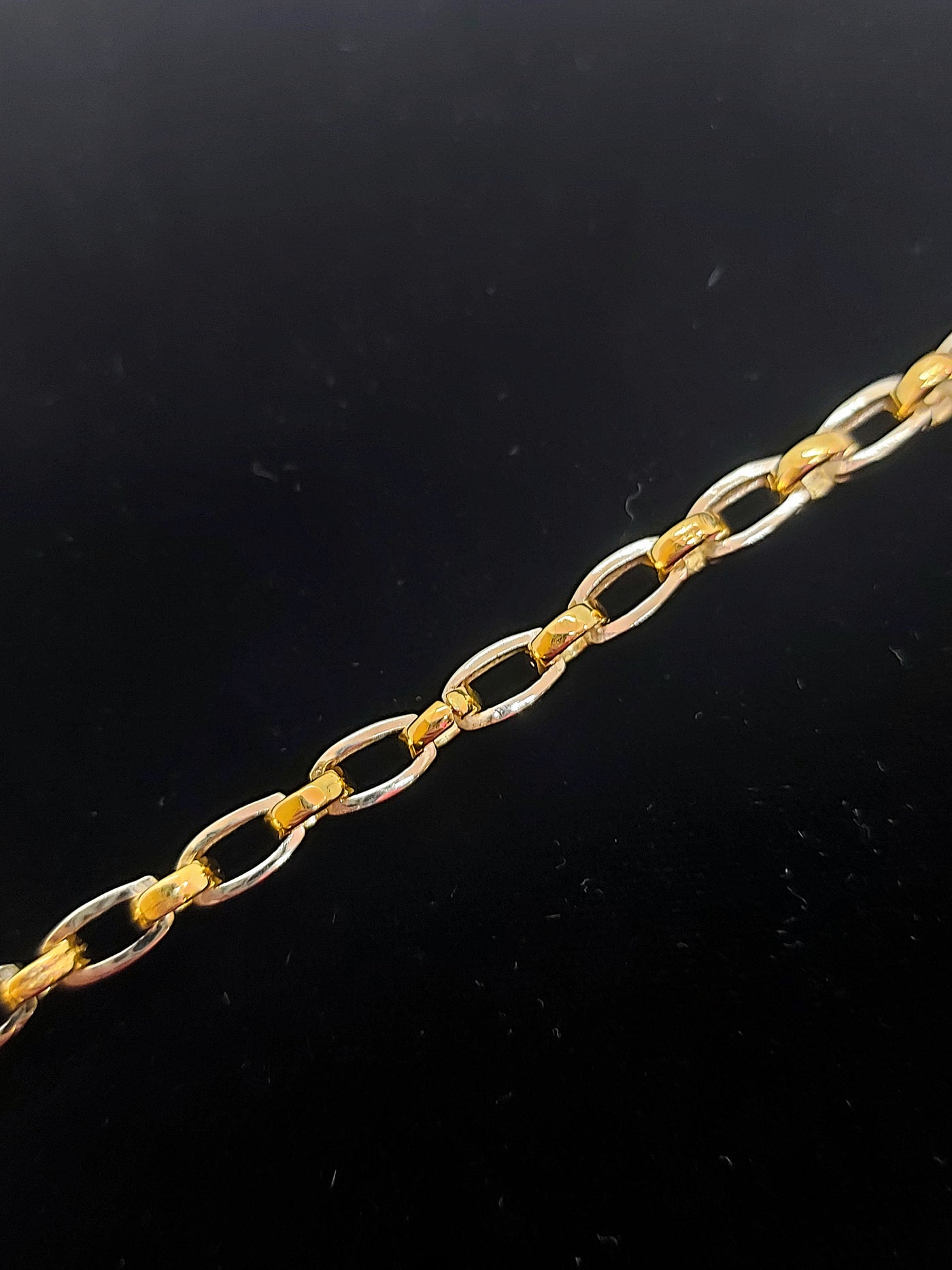 Gold two tone Rolo link and Oval link bracelet