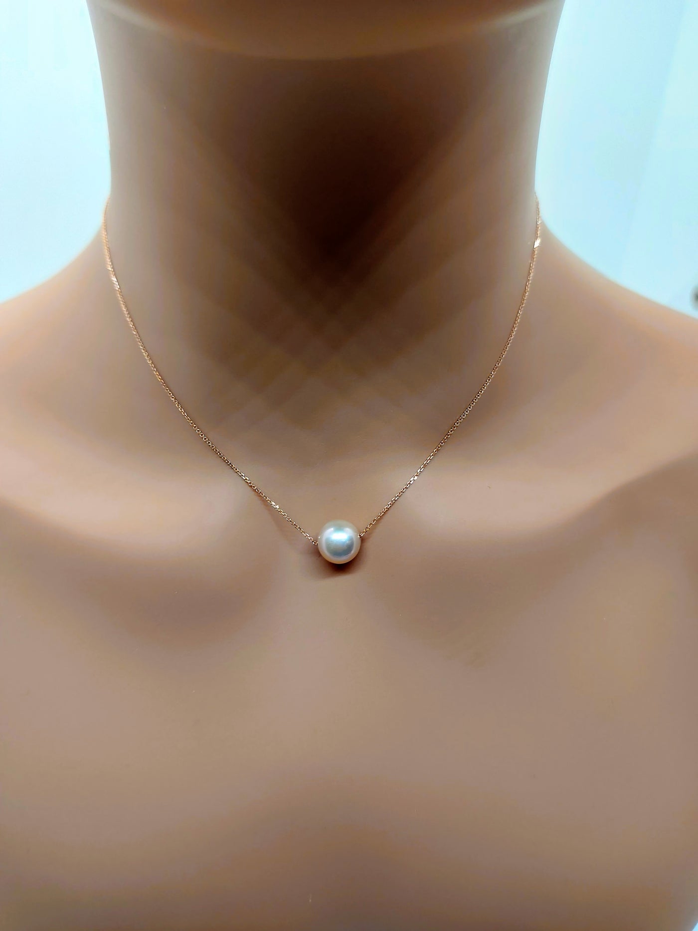 10k Real Solid Pink/Rose Gold Pearl Necklace for women