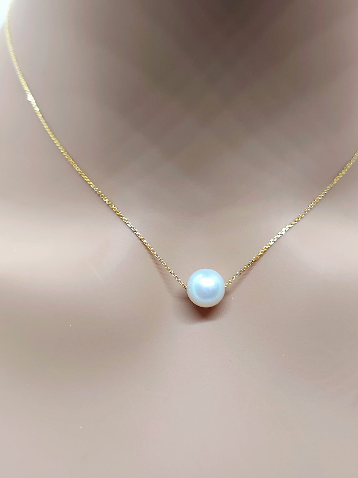 10k Real Solid Gold Pearl Necklace for women