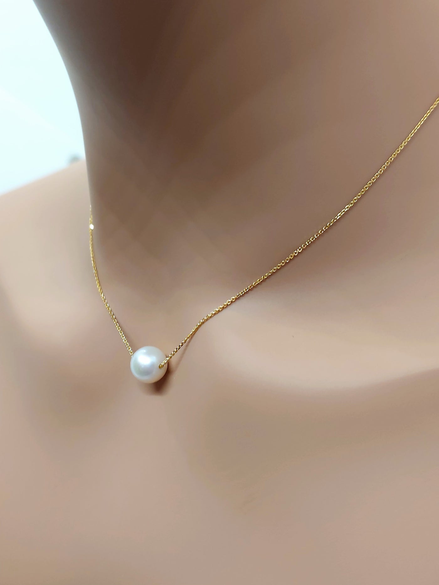 10k Real Solid Gold Pearl Necklace for women