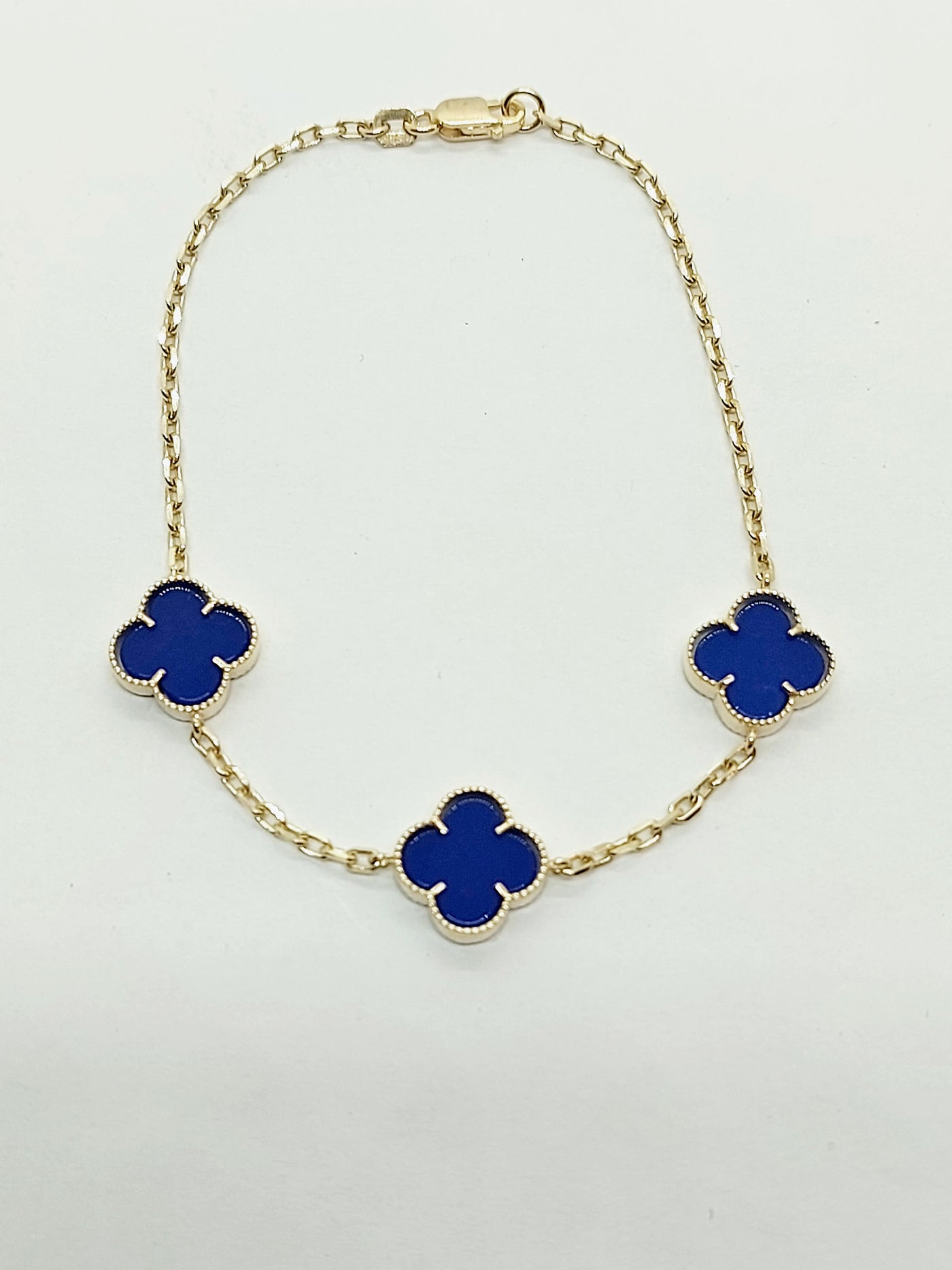 10k Gold Dark Blue Clover Leaf