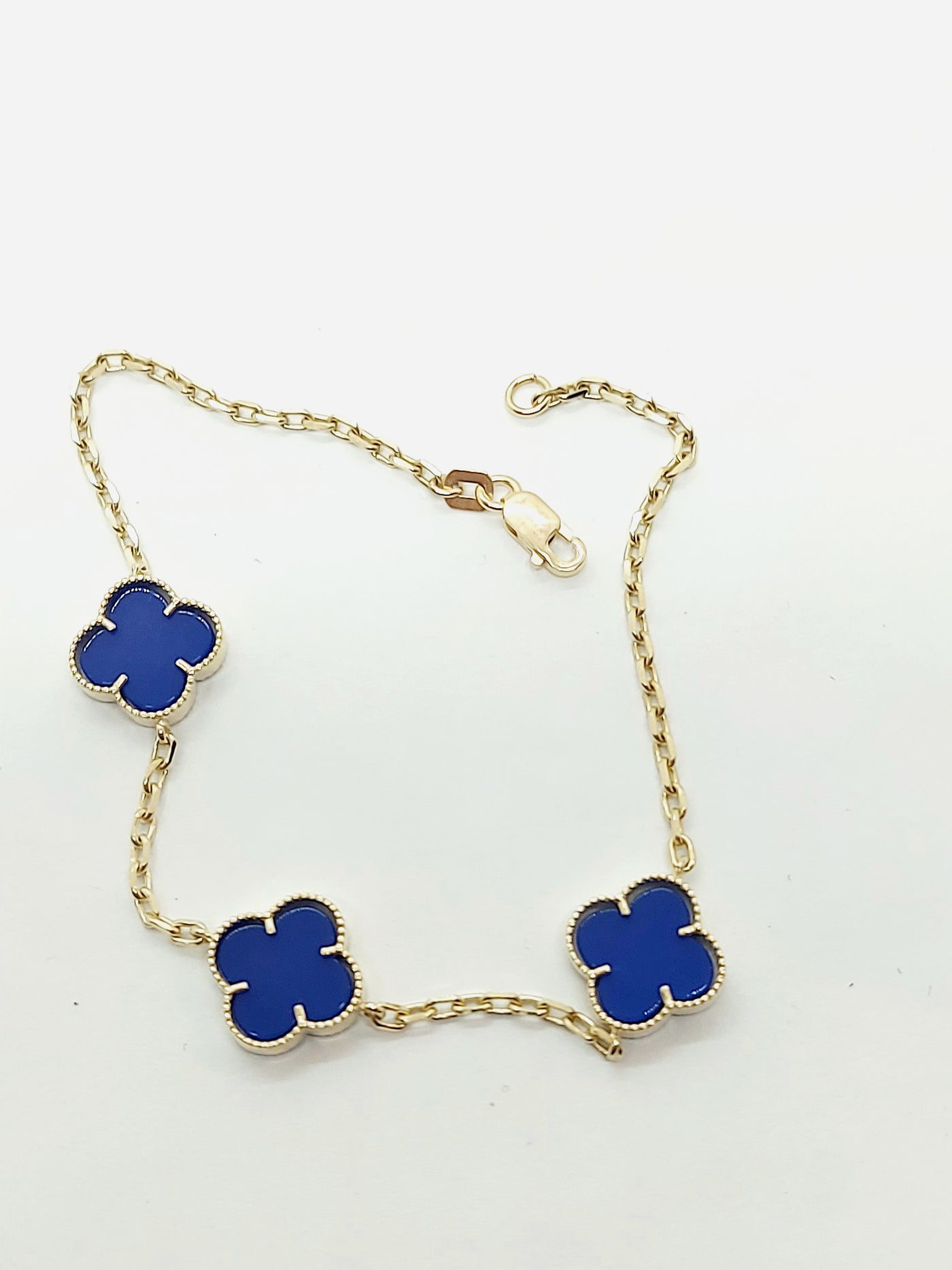 10k Gold Dark Blue Clover Leaf