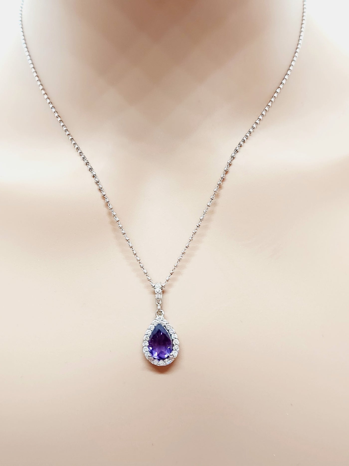 14k Pear Cut Amethyst Necklace