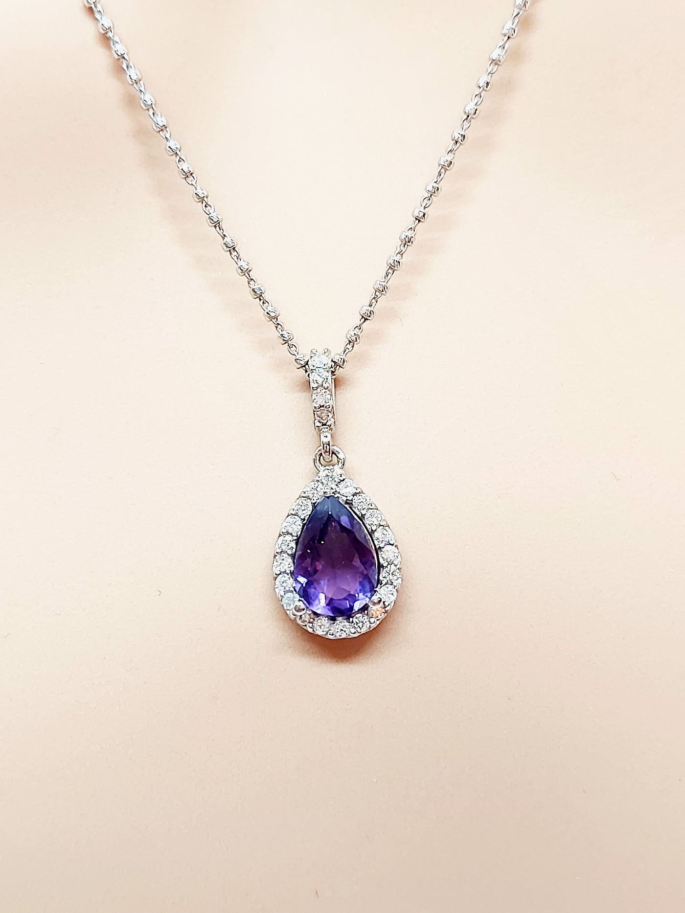 14k Pear Cut Amethyst Necklace