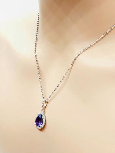 14k Pear Cut Amethyst Necklace