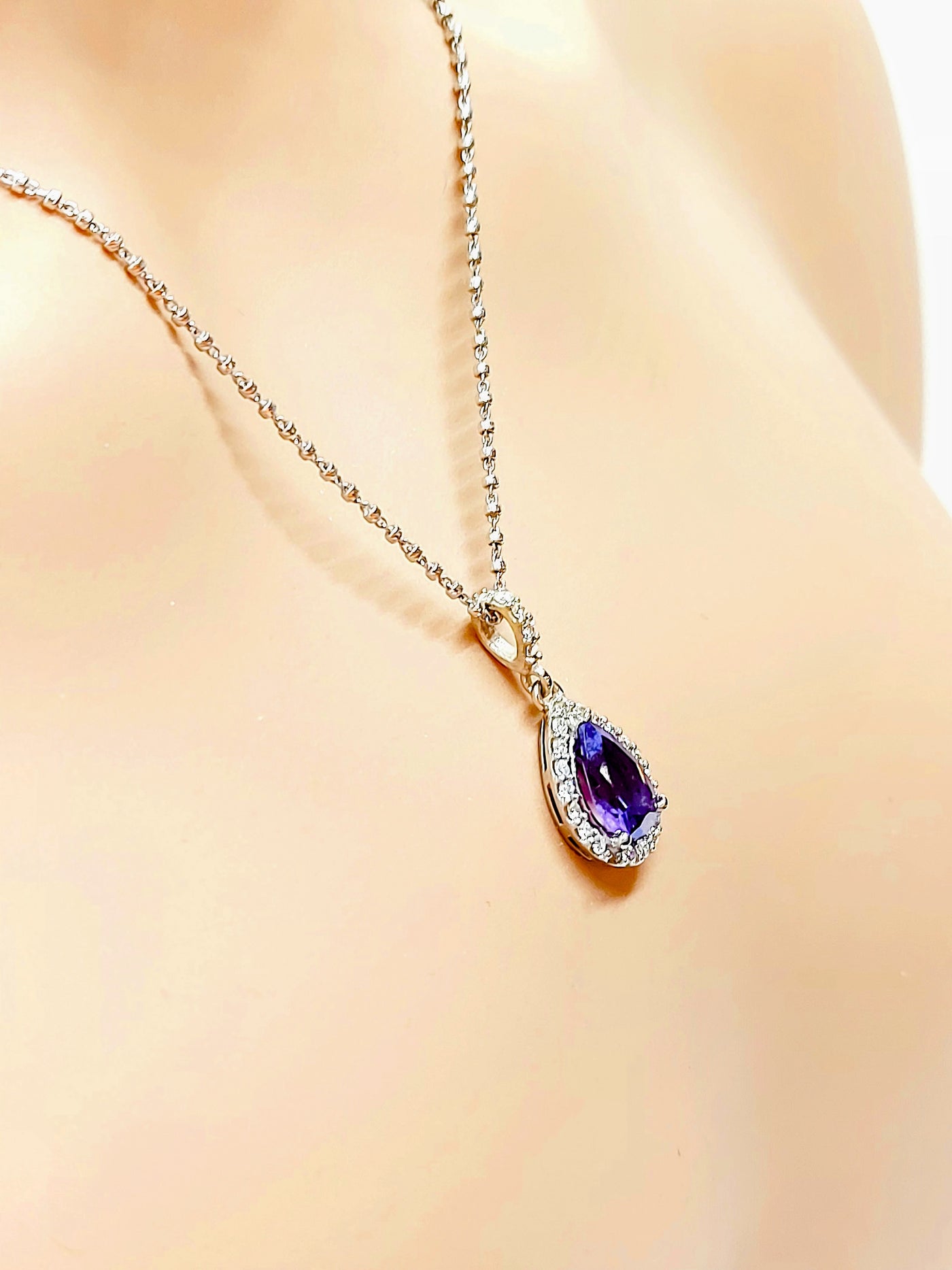 14k Pear Cut Amethyst Necklace