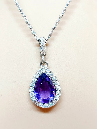 14k Pear Cut Amethyst Necklace