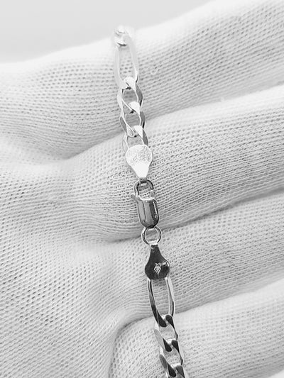 Figaro Bracelet Silver 925 Italy