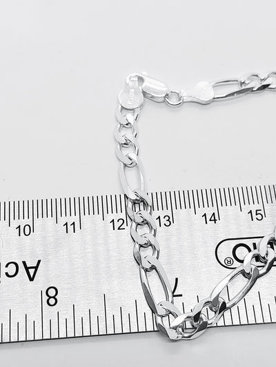 Figaro Bracelet Silver 925 Italy