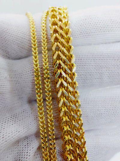 Solid 10K Italian Gold Franco Box Chain 1.5mm 2mm 2.5mm 3mm 4mm 4.5mm Ladies Gold Chain, Man Gold Chain, Diamond-Cut 10K Gold Franco Chain