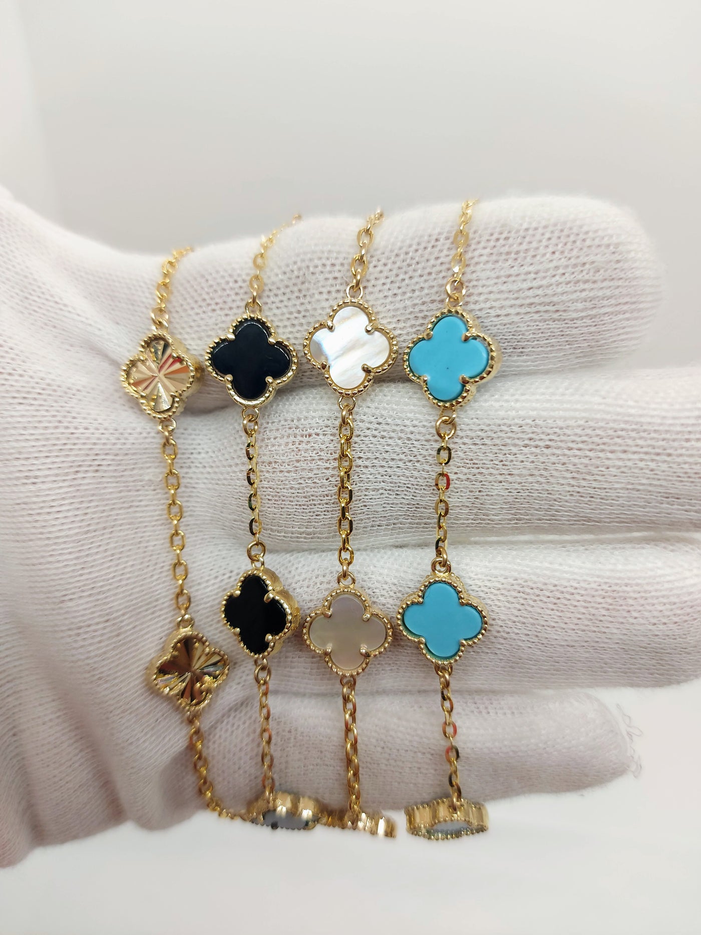 10k Solid Gold Customizable Clover leaf Bracelets