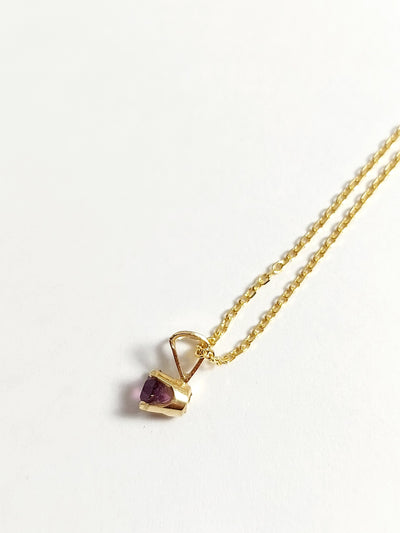 14k Solid Gold Solitaire Pendant with Violet Gemstone