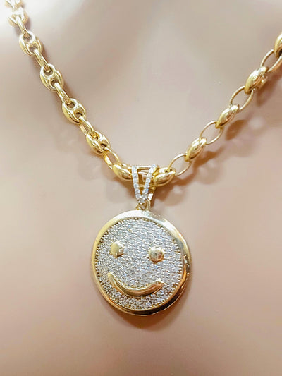 10k Solid Gold Happy face Pendant