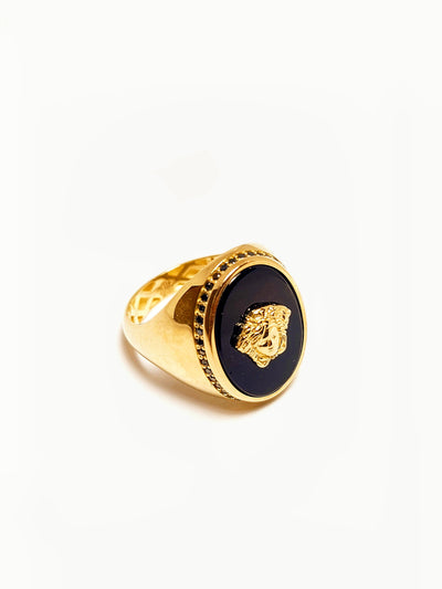 10k Gold Ring with Medusa on Onyx