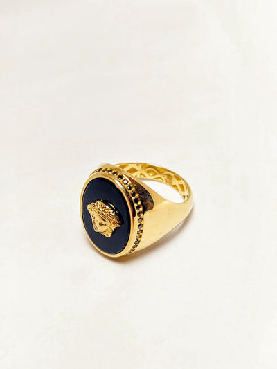 10k Gold Ring with Medusa on Onyx