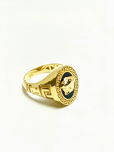 10k Gold Medusa Onyx Ring