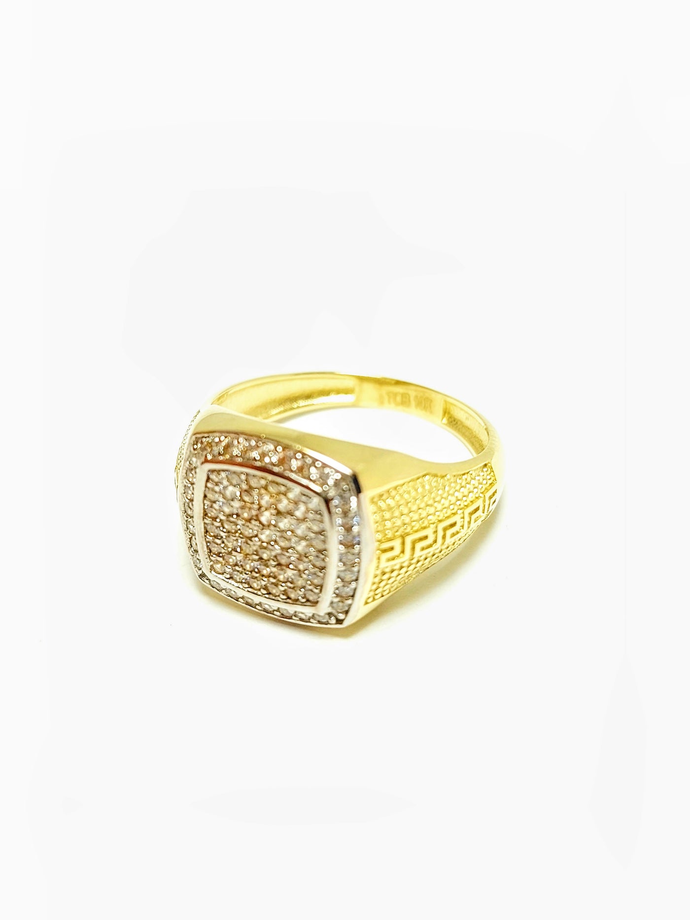 10k Gold Ring with Meander design and CZ