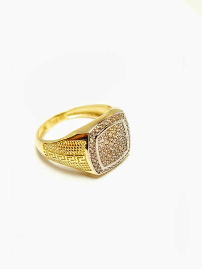 10k Gold Ring with Meander design and CZ