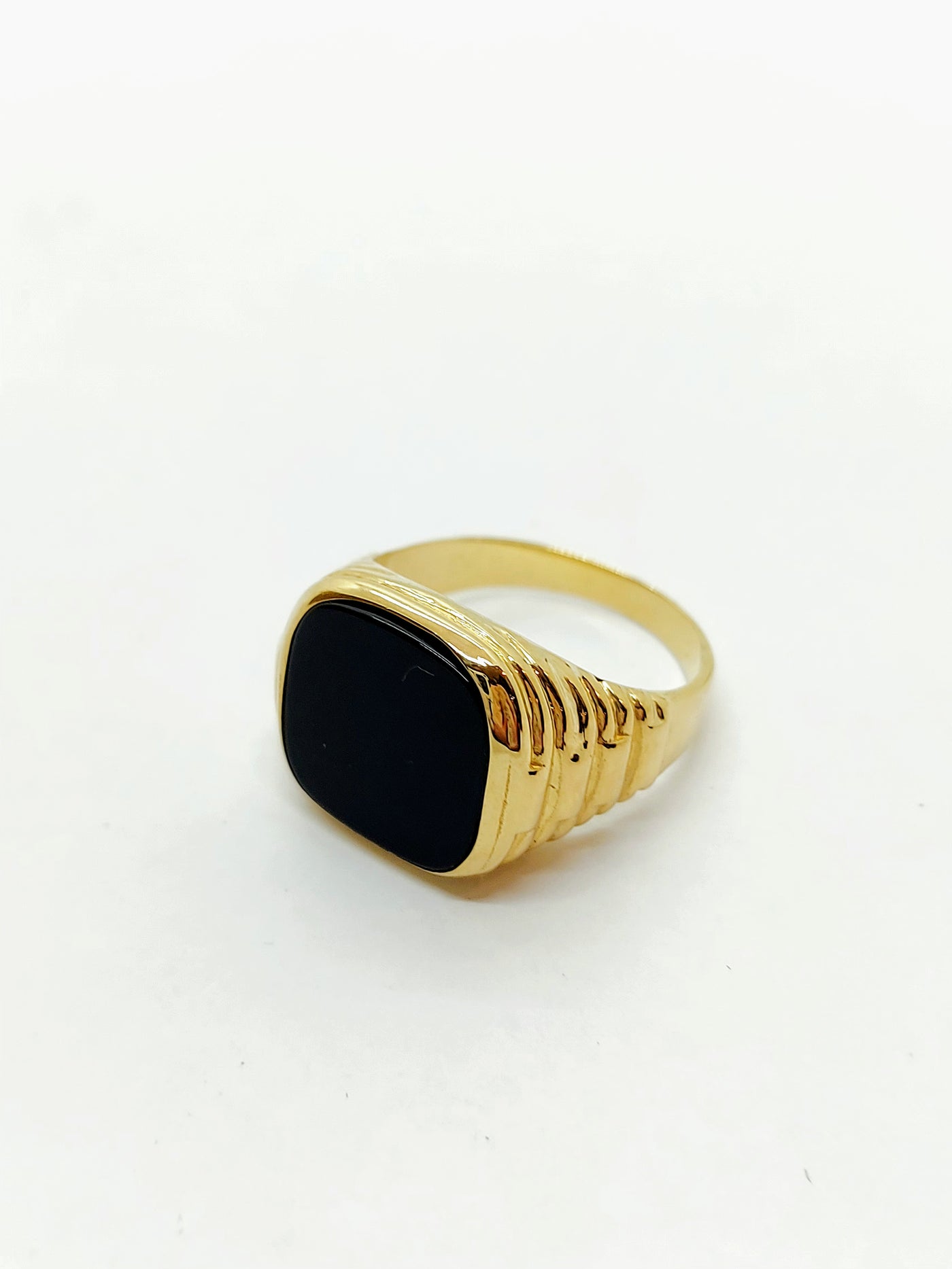 10k Gold Chevalier Square Onyx Ring