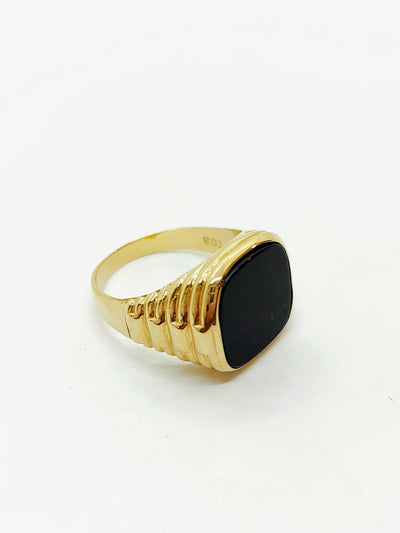 10k Gold Chevalier Square Onyx Ring