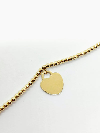 Gold Ball Bracelet with heart