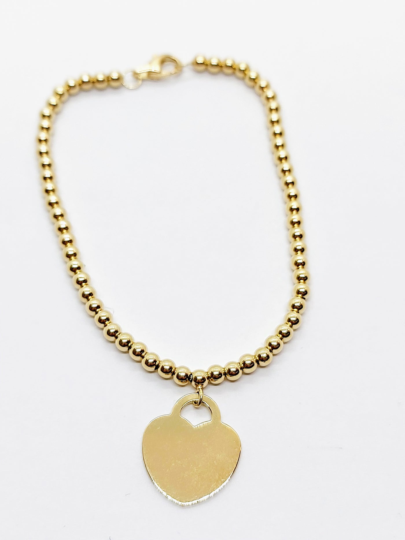 Gold Ball Bracelet with heart