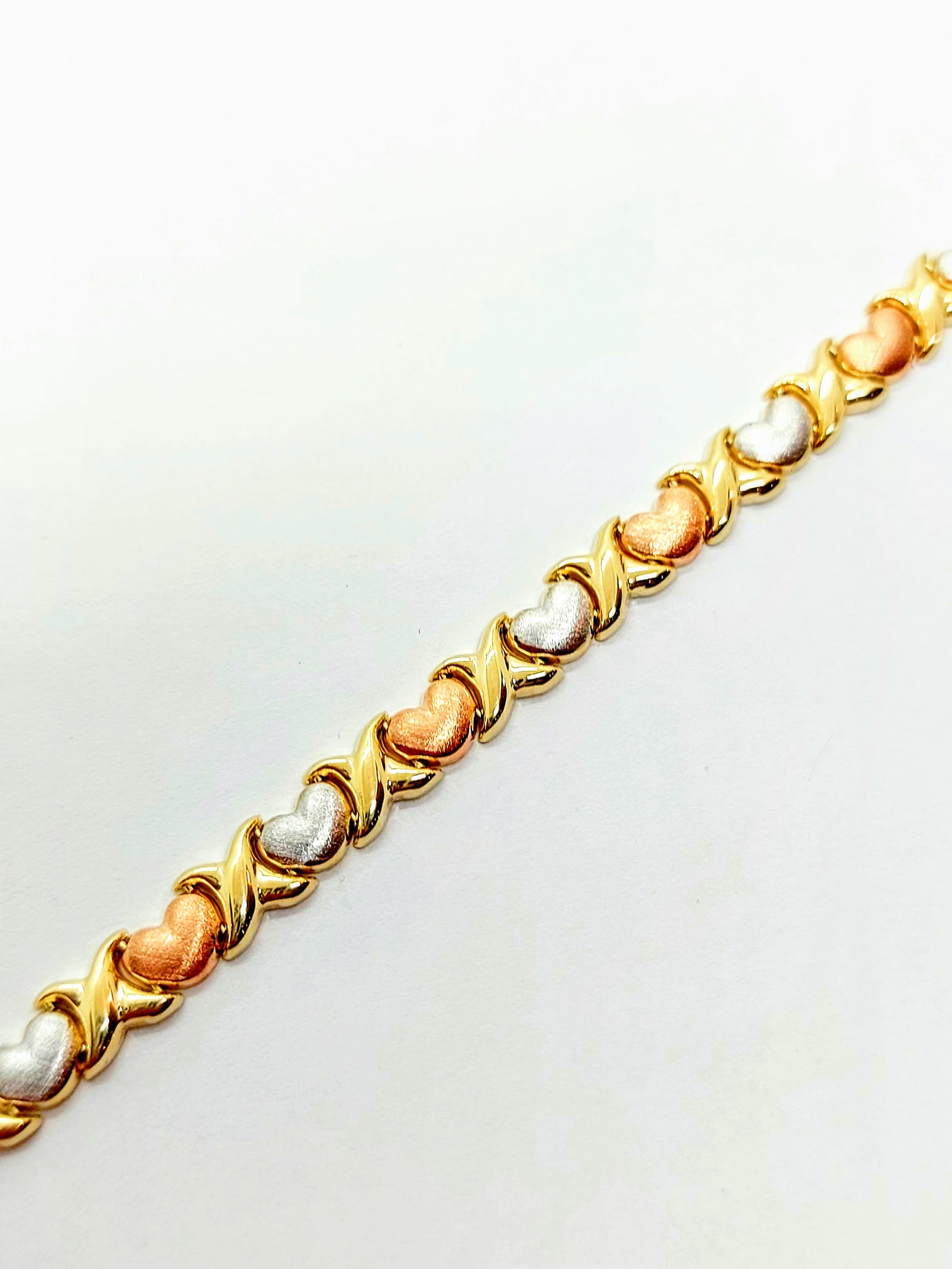 10k Gold 3 tone heart bracelet