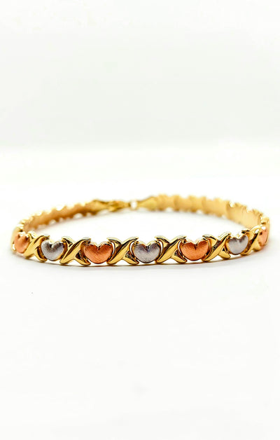 10k Gold 3 tone heart bracelet