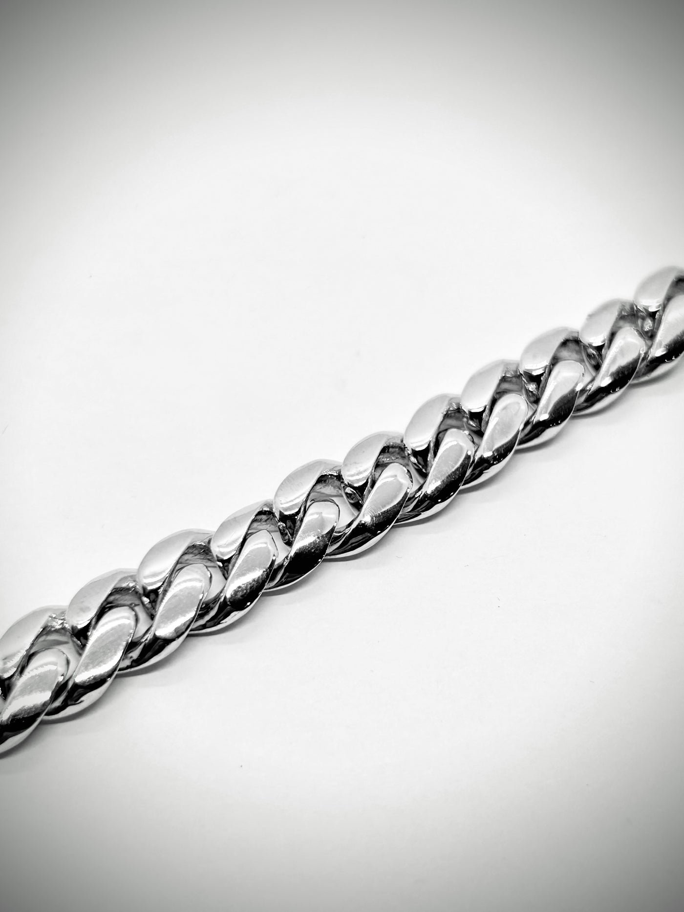 White Gold Solid Cuban bracelet 10.5mm wide