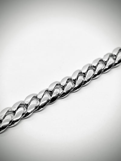 White Gold Solid Cuban bracelet 10.5mm wide