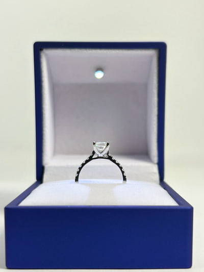 1ct Radiant cut paved Engagement Ring 14k white gold