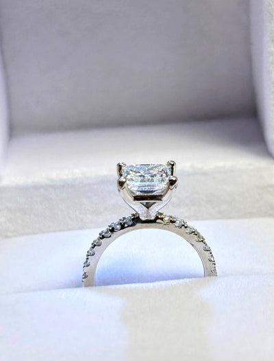 2.18ct lab diamond Princess cut Engagement Ring 18k White Gold