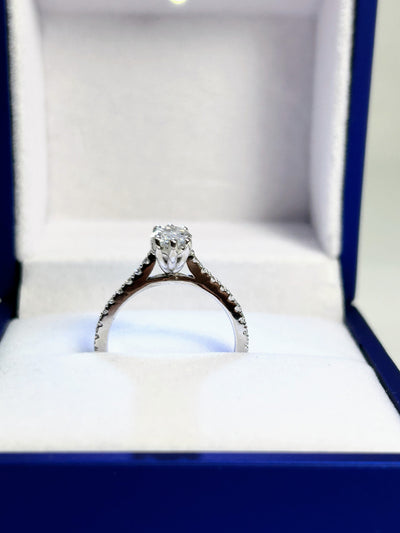 1ct Marquise lab diamond engagement ring with 14k White Gold