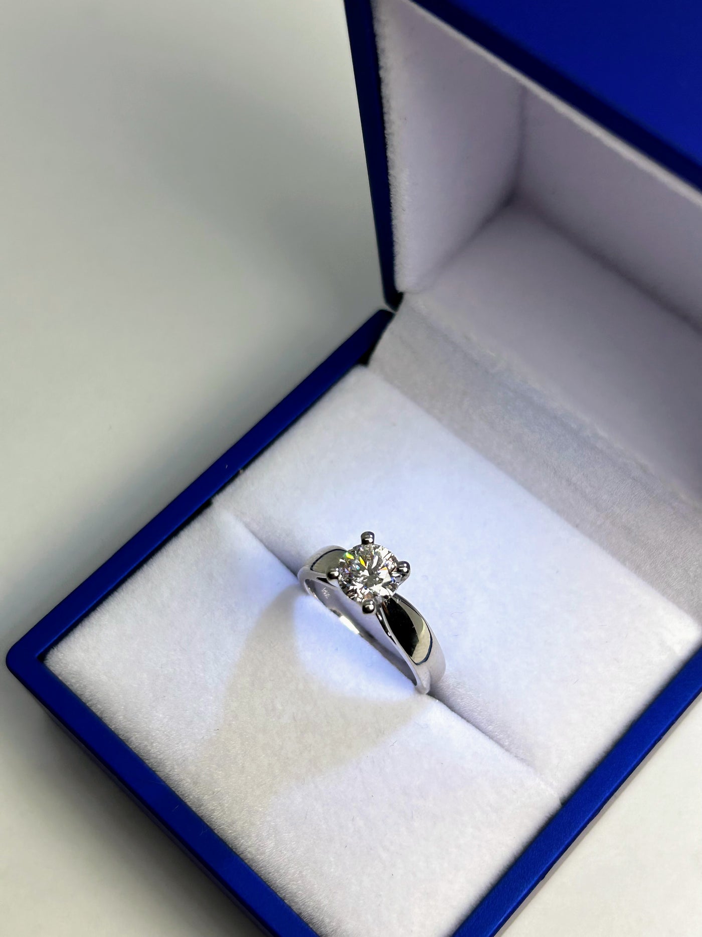 1ct lab diamond Solitaire Engagement Ring with 14k White Gold