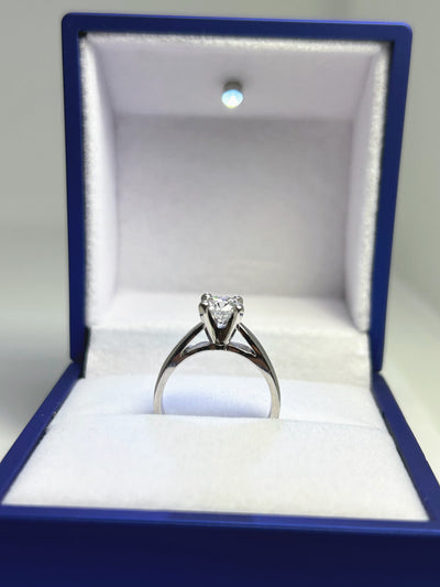 1ct lab diamond Solitaire Engagement Ring with 14k White Gold