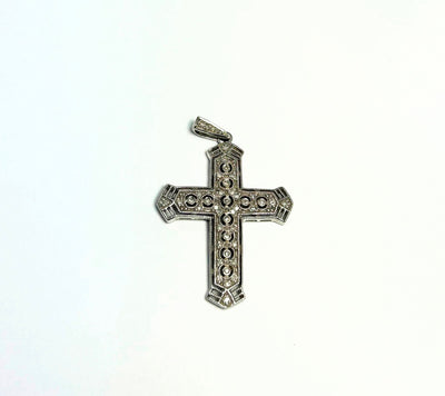 10k White Gold cross pendant with CZ stones