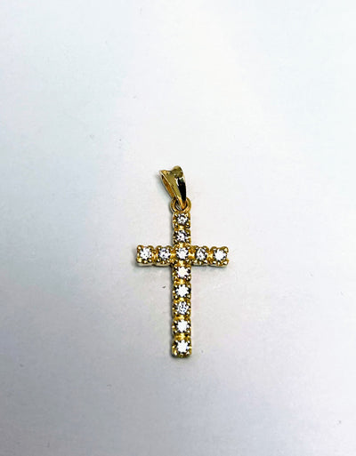 10k Yellow gold cross pendant with CZ stones