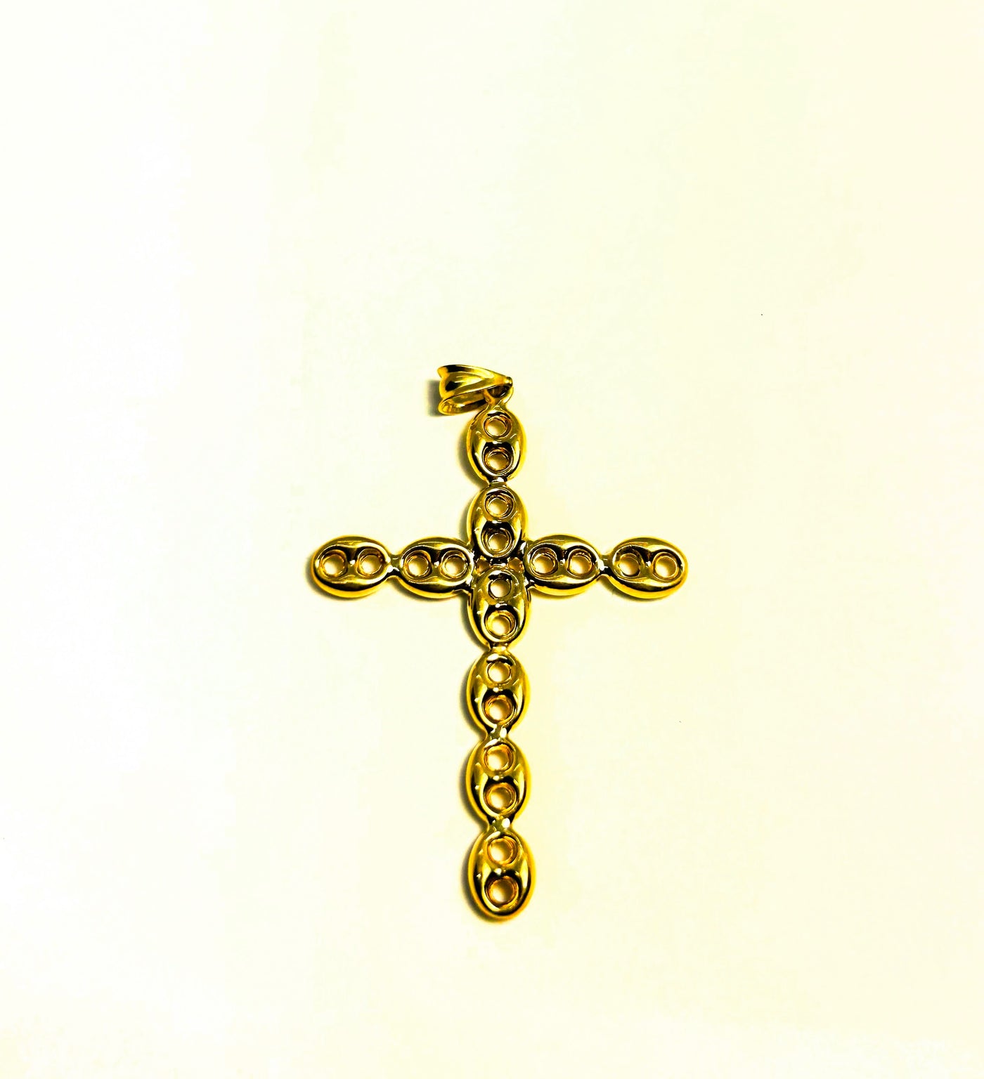 10k gold Cross Pendant with coffee bean design