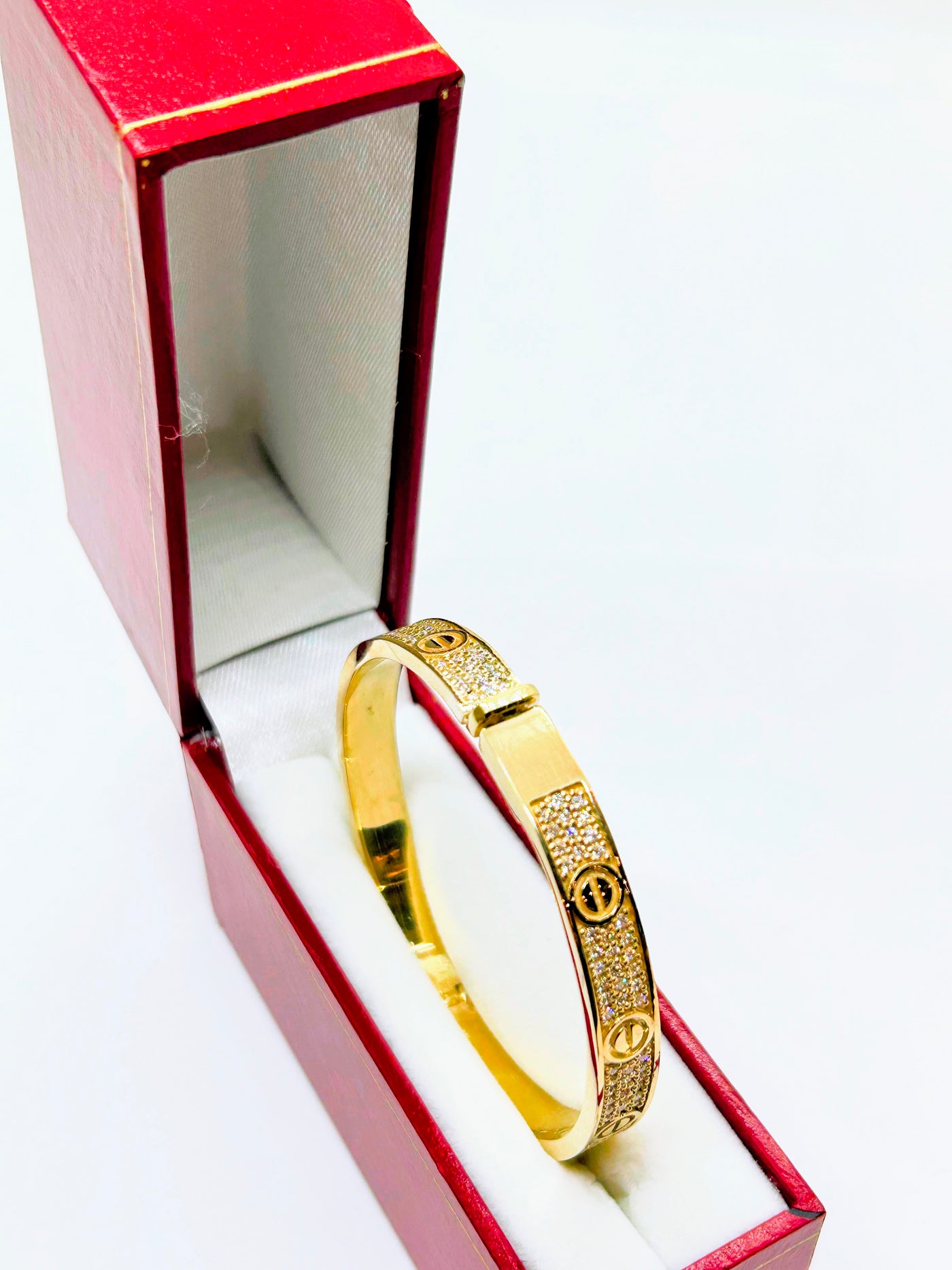 10k Gold iced out love bangle bracelet