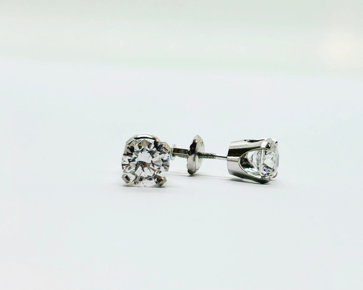 14k White Gold Stud Earrings