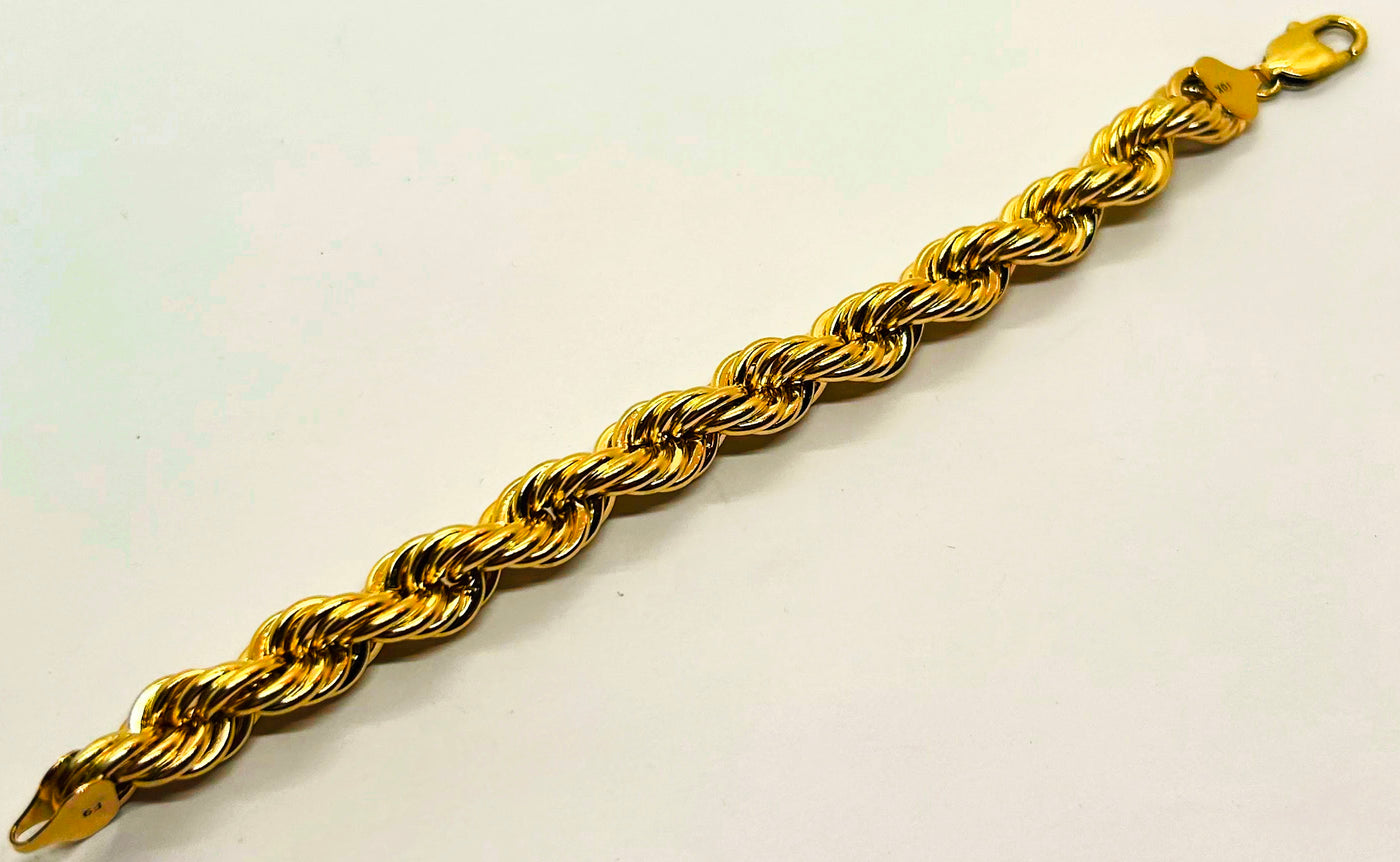 10k gold Rope bracelet 10mm