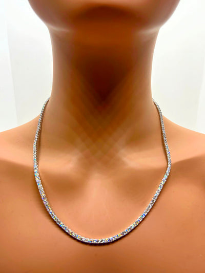 14k White Gold Tennis Lab diamond necklace ~3mm